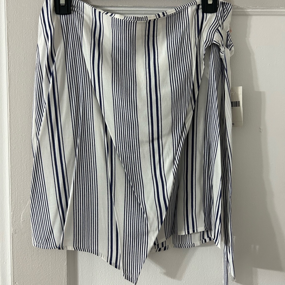 Blue + White Striped Mini Skirt